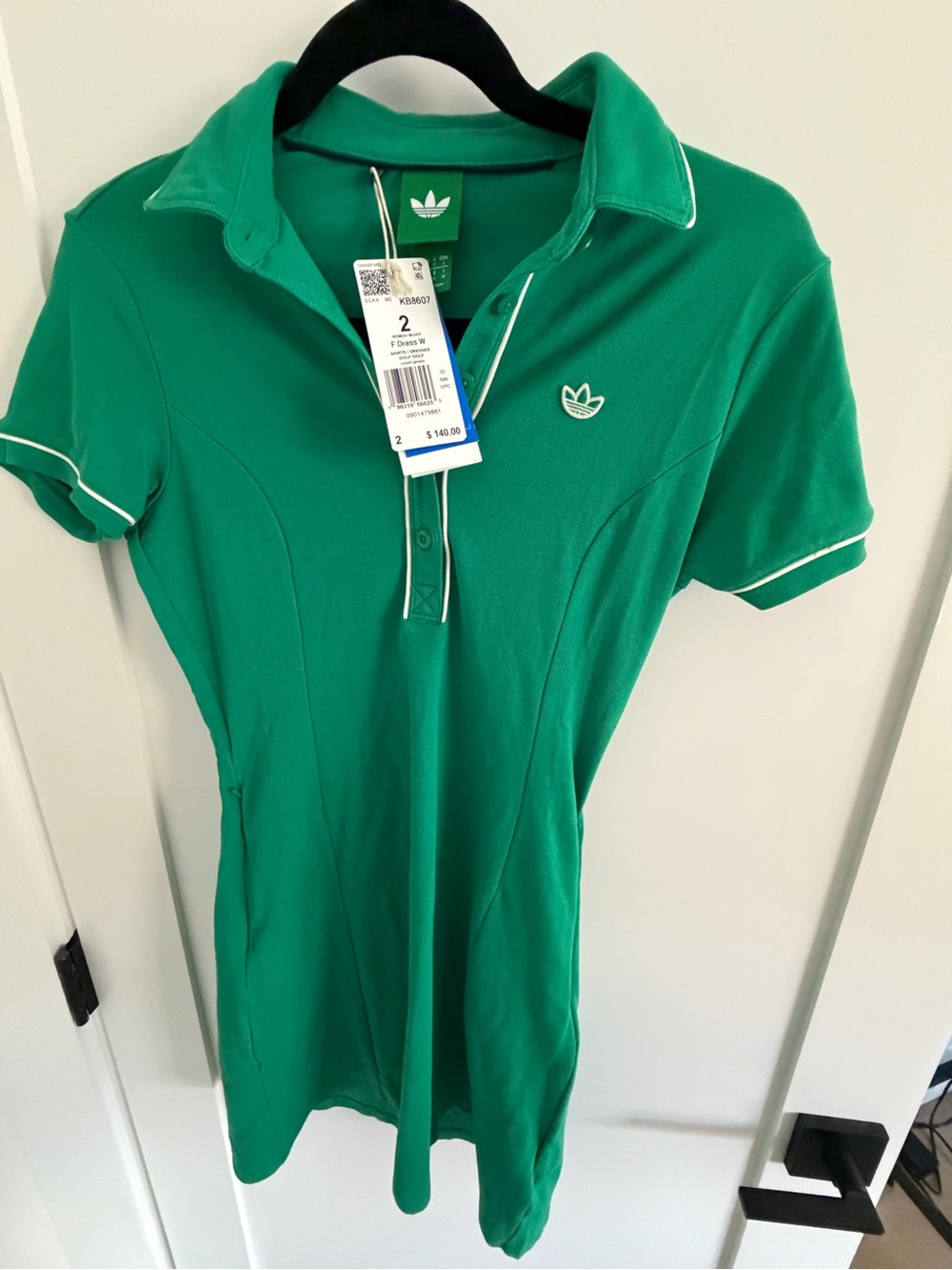 adidas Green Polo Shirt Dress with White Piping